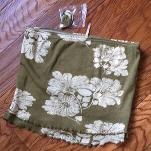 Free people green floral strapless crop top NWT
